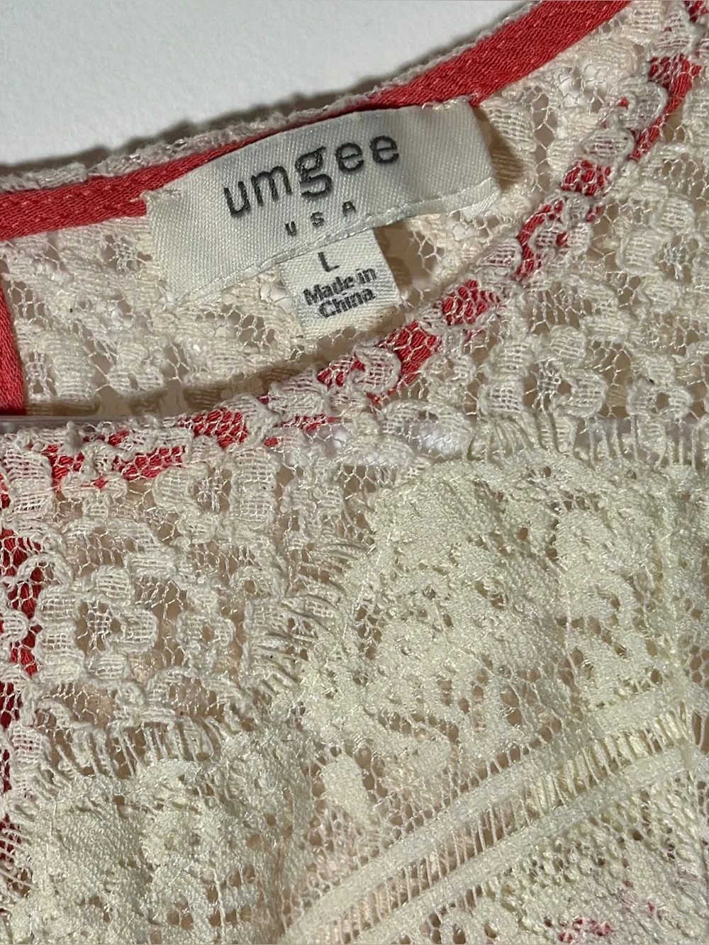 Umgee Coral Pink Lace Yoke Sleeveless mini dress - Picture 2 of 6